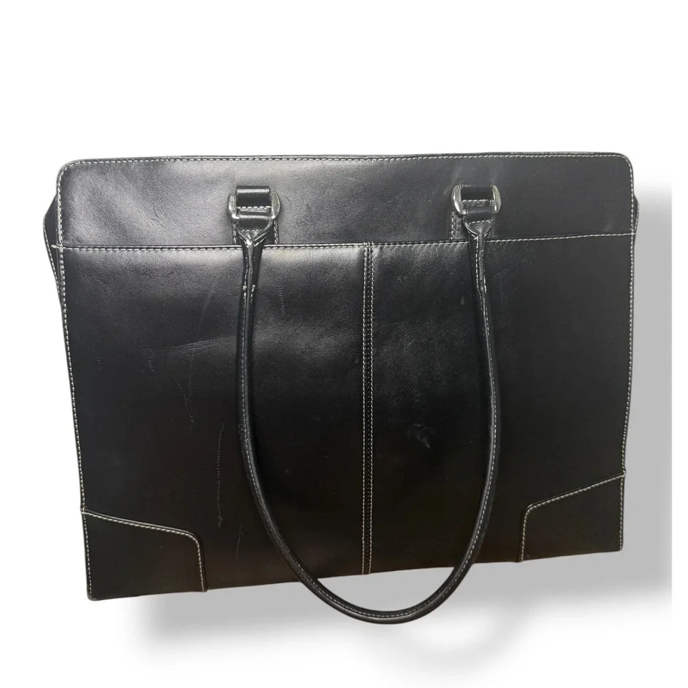 Targus Ladies Deluxe Tote Series Black Leather Laptop Commuter Bag